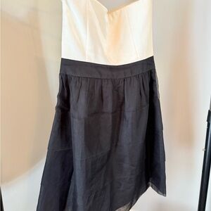 White House Black Market  Black and Off White Strapless Dress